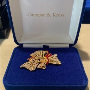 Cameron & Kross Gold and Red Art Deco Brooch